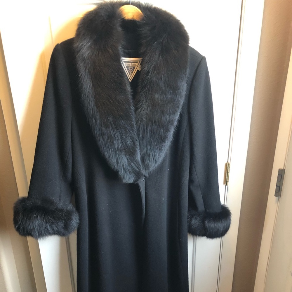 Black wool with mink trim